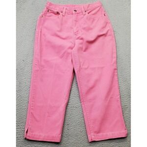 Jeanology Cropped Jeans Womens 8 Pink Medium Wash  5-Pockets Straight Ankle Slit